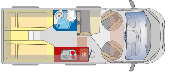 Huurcamper D plattegrond en indeling